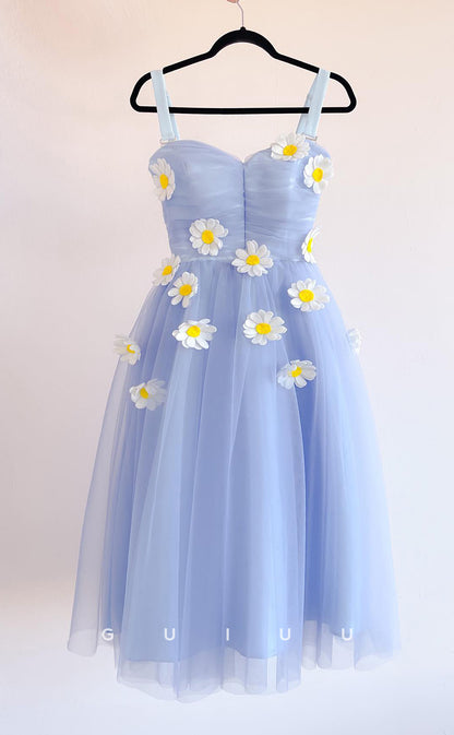 GH671 - Chic & Modern Ball Gown Straps Floral Embossed Homecoming Dress