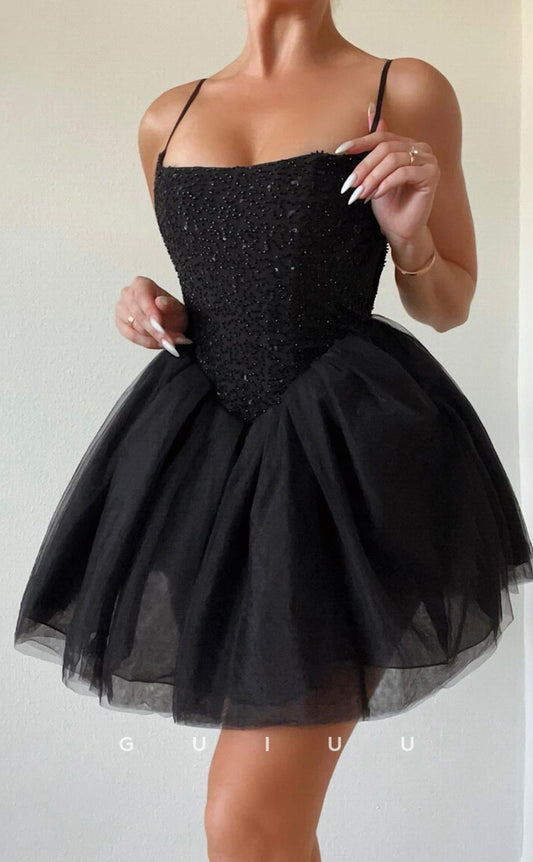 GH682 - Sexy & Hot Square Beaded Ball Gown Homecoming Dress