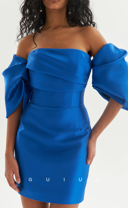 GH748 - Chic & ModernOff-Shoulder Satin Two-Piece Homecoming Dress With Bow