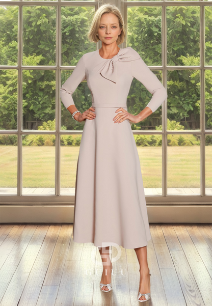 A Line O Neck 3/4 Sleeves Elegant Long Mother of the Bride Dress