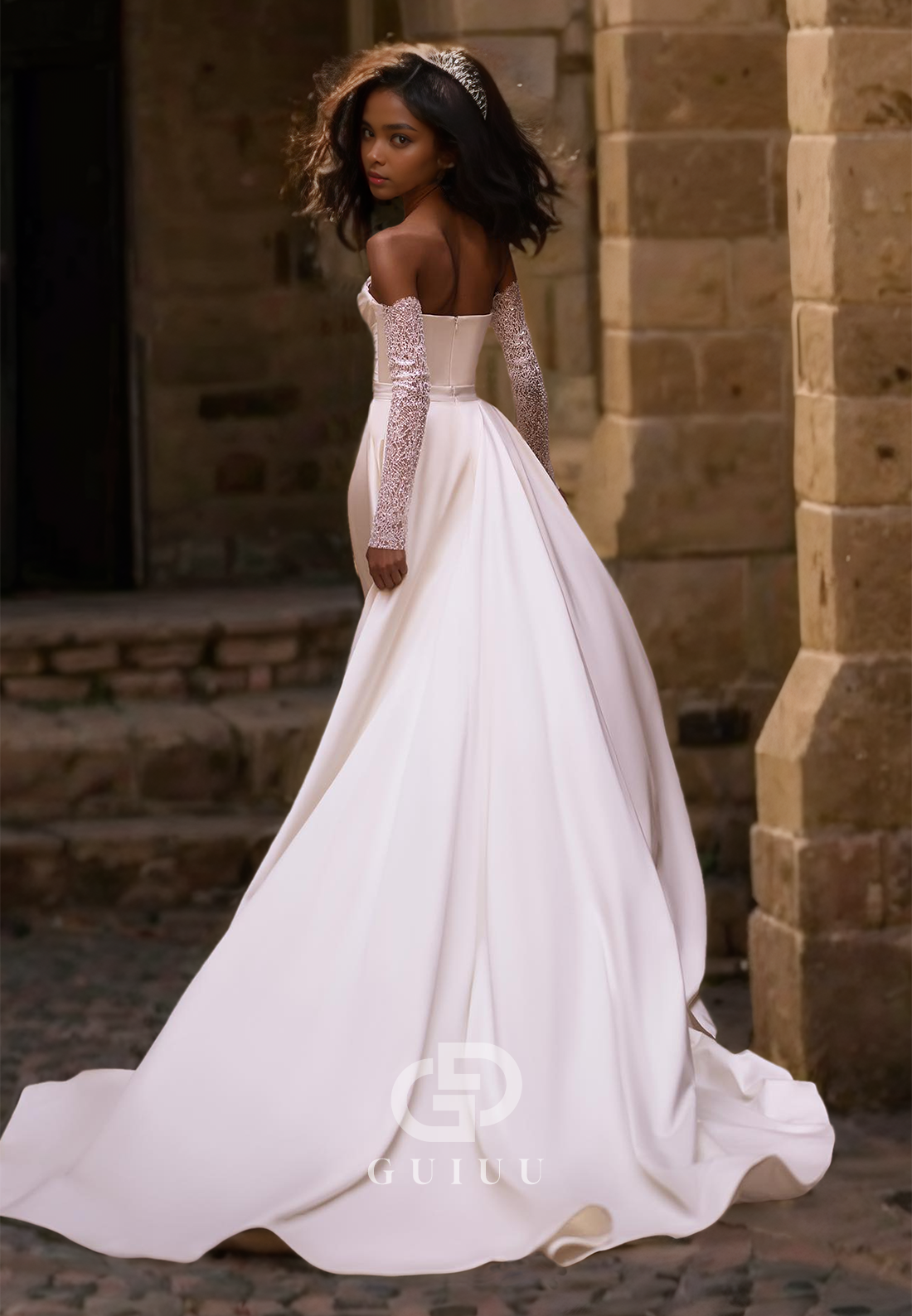 Mermaid/Trumpet Sweetheart Detachable Skirt Satin Wedding Dress with Train