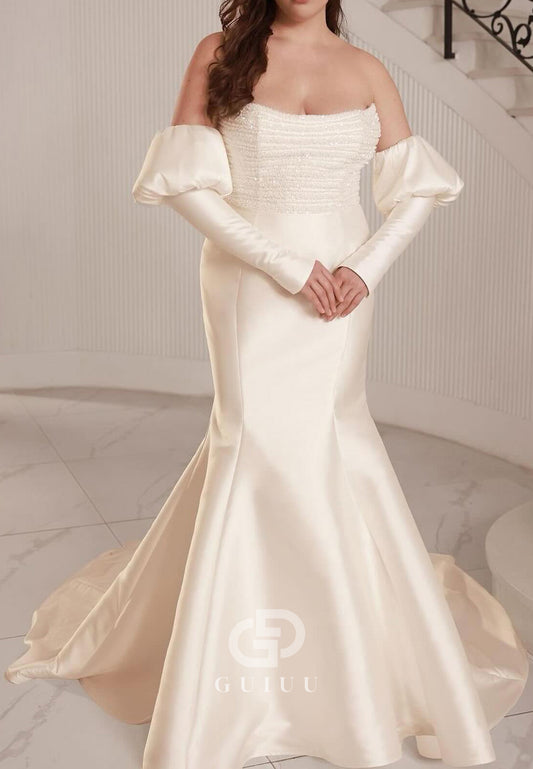 Simple Long Sleeves Off-Shoulder Mermaid Wedding Dress