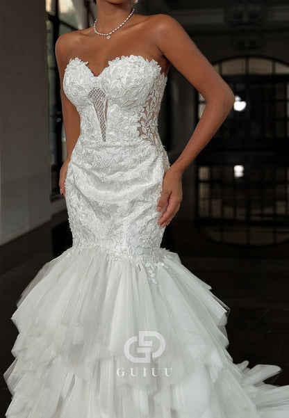 Charming Strapless Sleeveless Corset Mermaid Wedding Dress