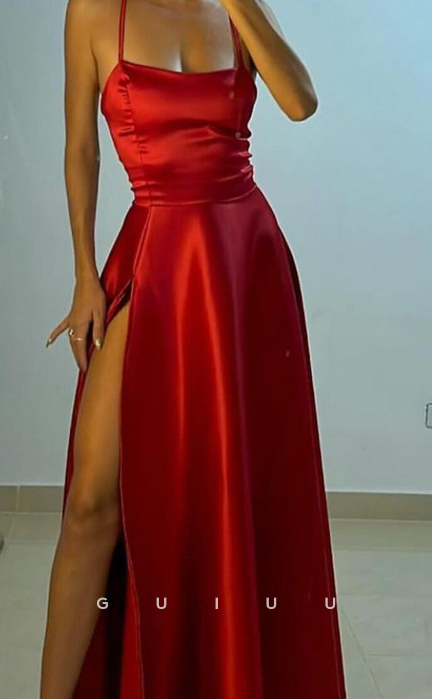 G3741 - A-Line Strapless Straps Sleeveless Ruched Criss Cross Straps Long Prom Dress