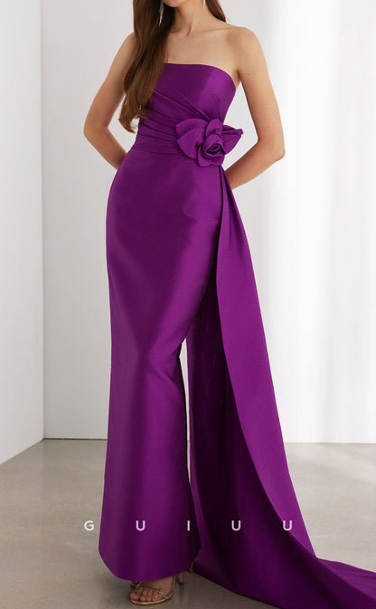 GM173 - Sheath Scoop Neck Long Sleeves Ruffles Long Prom Cocktail Dress Dress Wedding Guest Dress