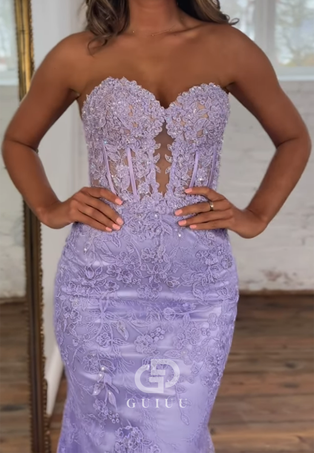 Sheath Strapless Sleeveless Fully Appliques Long Prom Dress with Train