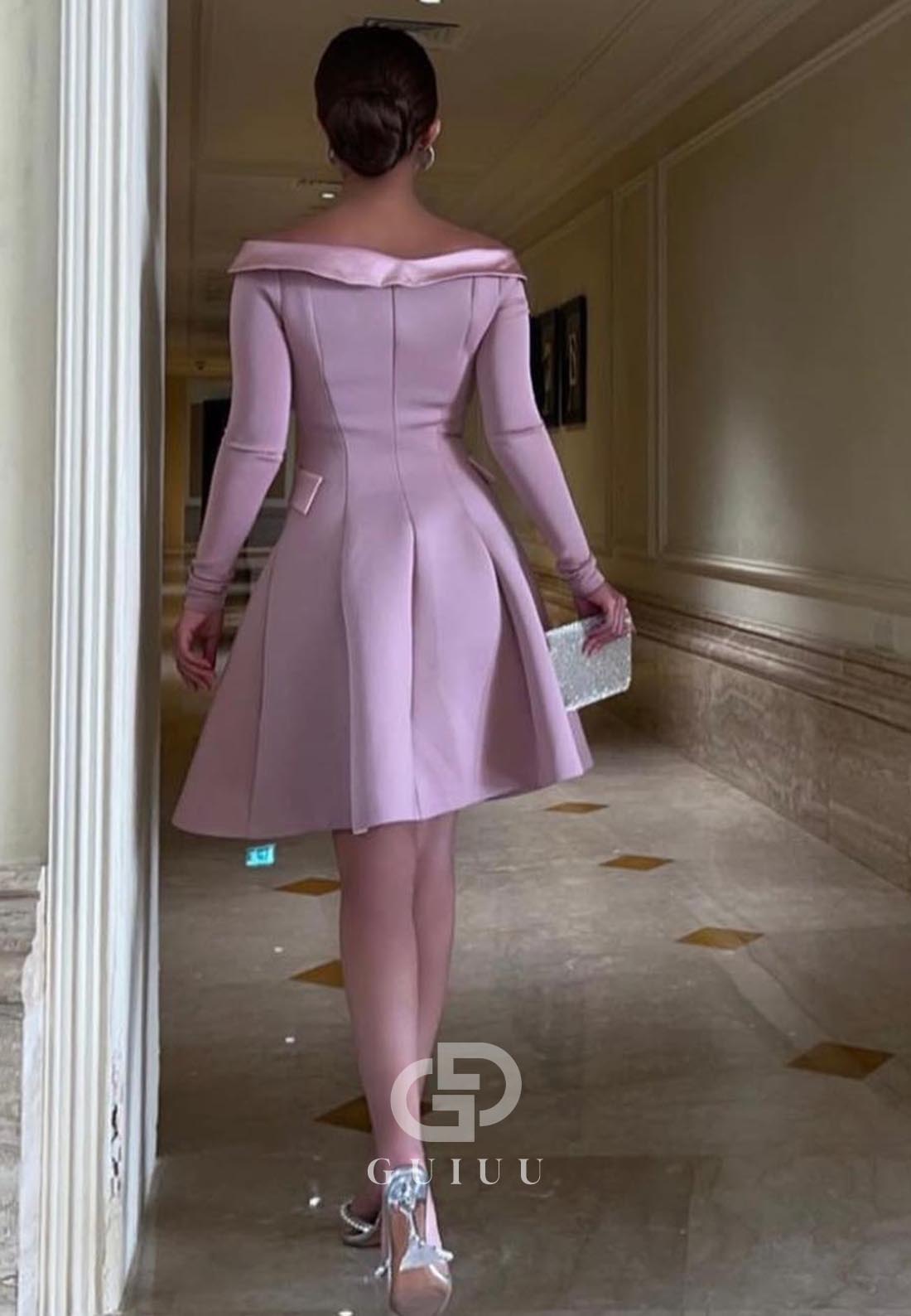 A-Line V-Neck Long Sleeves Knee-Length Work Dress